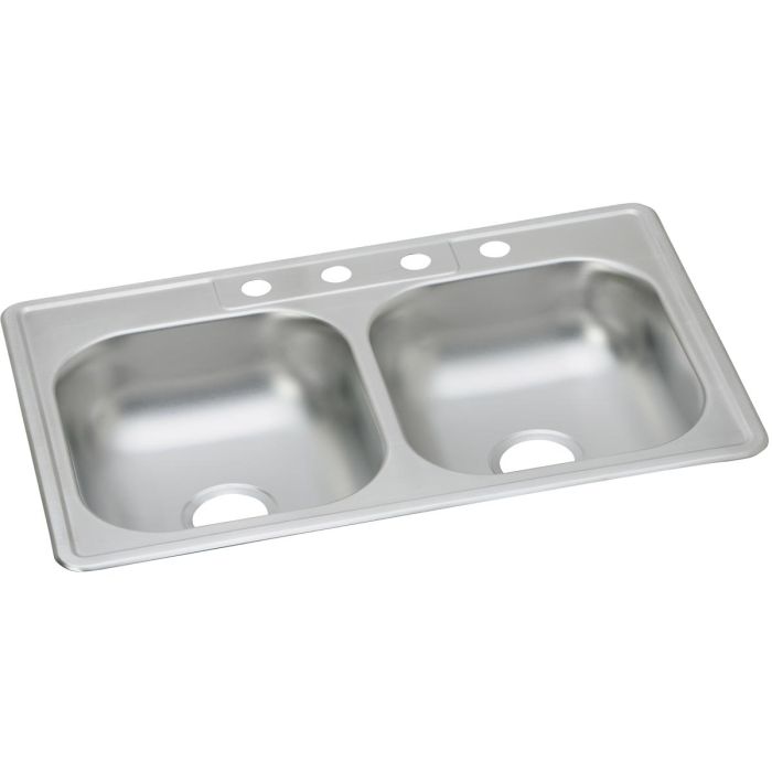 Elkay K233223 Dayton Stainless Steel 33 x 22 x 6-1/16, Equal Double Bowl Drop-in Sink