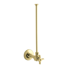 KOHLER 040688110929 K-7637-PB Single 3/8 Angle Supplies with Stop, Cross-handle, and Annealed Vertical Tube Vibrant Polished Brass