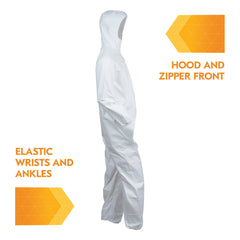 KleenGuard 44322 A40 Liquid Particle Protection Disposable Coverall, M, White