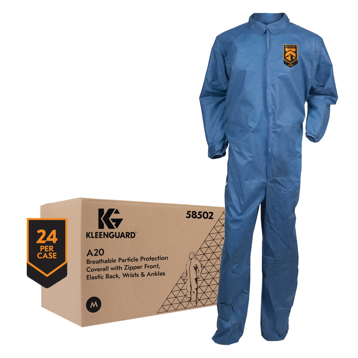 KleenGuard 58502 A20 Breathable Lightweight Disposable Coverall M Blue Denim SMS Fabric