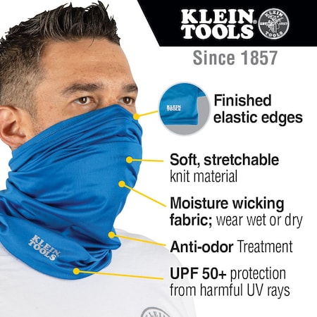 Klein Tools 60439 Neck and Face Cooling Band Blue Universal Size