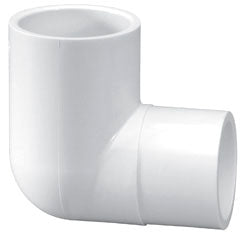 LASCO 409-007 PVC 90 Degree Elbow 3/4 Inch Spigot x Slip White Schedule 40