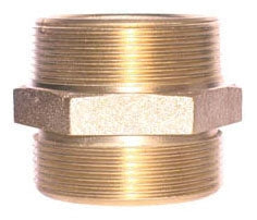 Legend Valve 322-521 1-1/2 x 1-1/2 MPT x MPT Forged Brass Nipple Double Male Hex Fire Hose Fitting