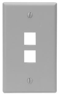 Leviton 41080-2GP Single-Gang QuickPort Wall Plate, 2-Port, Gray