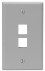 Leviton 41080-2GP Single-Gang QuickPort Wall Plate, 2-Port, Gray