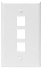 Leviton 41080-3WP Single-Gang QuickPort Wall Plate, 3-Ports, White