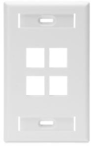 Leviton 42080-4WS QuickPort Wallplate 4-Port White