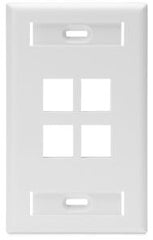 Leviton 42080-4WS QuickPort Wallplate 4-Port White