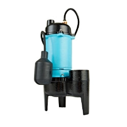 Little Giant 511256 1/2 Hp Sewage Pump, 115V, 10 Ft Cord, 2 Discharge, Automatic Operation