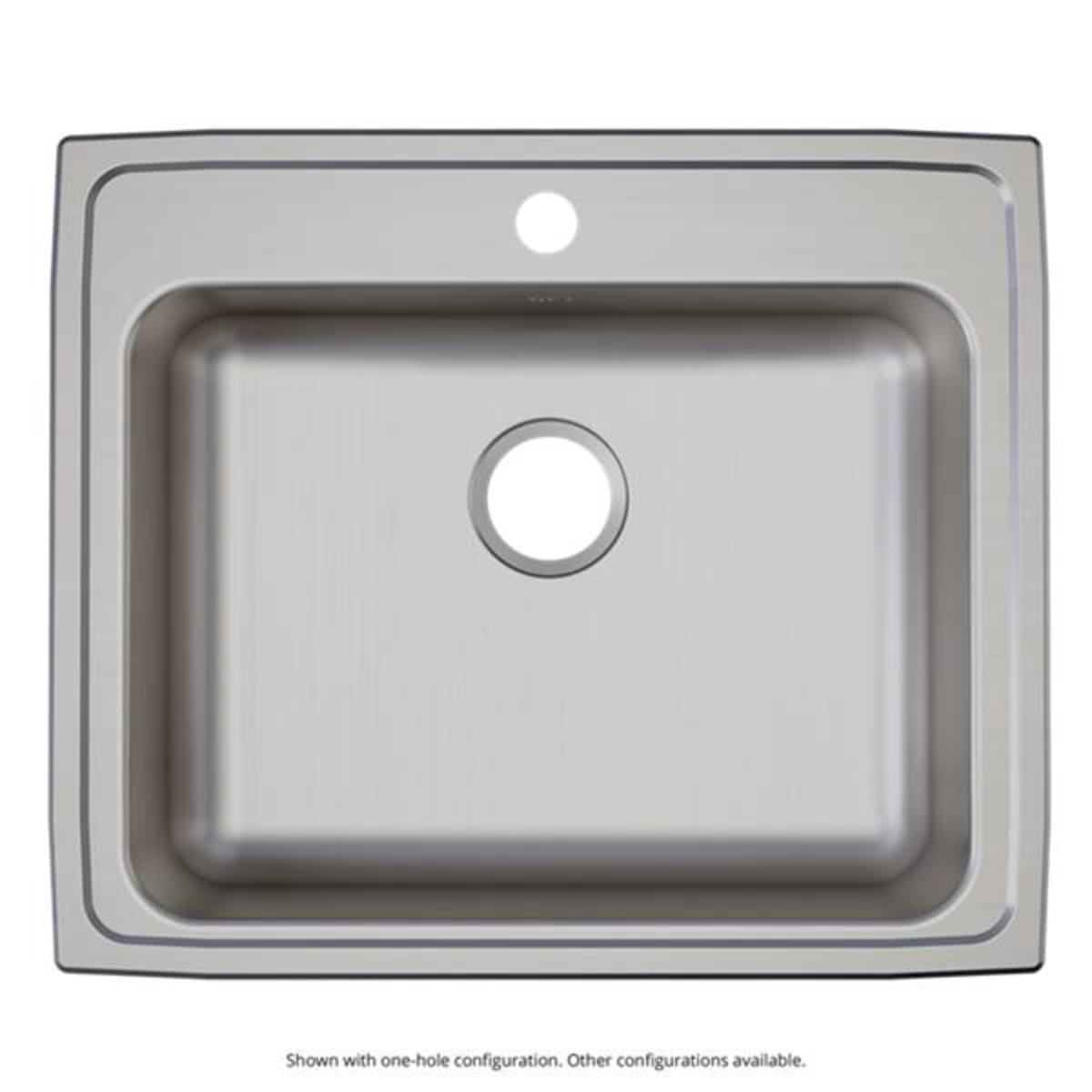 Elkay LRAD2521551 Lustertone 25 x 21-1/4 in. 1 Hole Stainless Steel Single Bowl Drop-in Kitchen Sink