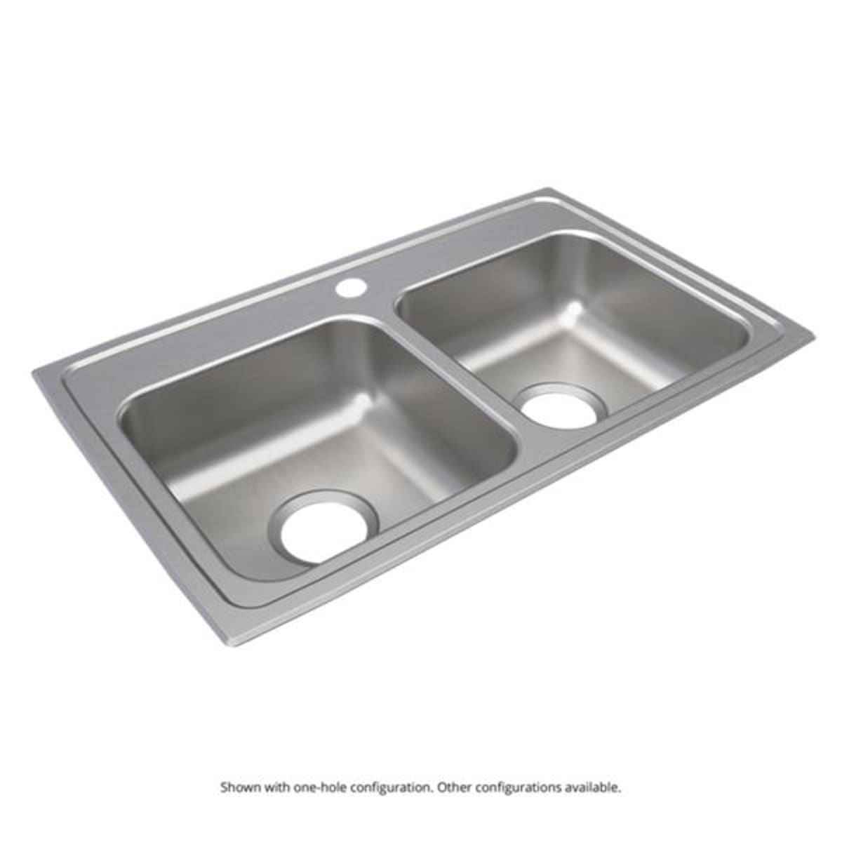 Elkay LRAD2918603 Lustertone Classic Stainless Steel 29 x 18 x 6 3-Hole Equal Double Bowl Drop-In ADA Sink