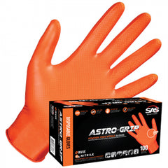 SAS Safety 66573 Astro-Grip Disposable Glove Large Nitrile Dual-sided Scale Powder Free Orange 100 per box