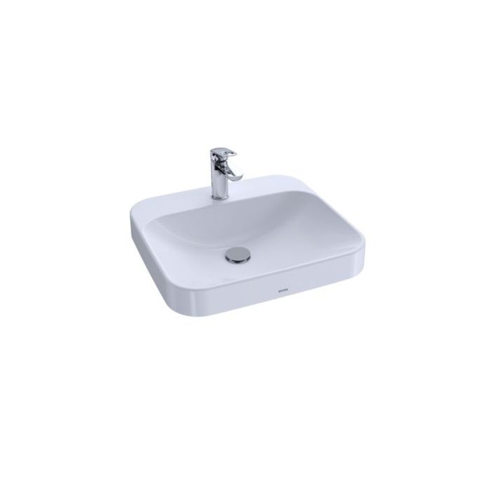 TOTO LT415G#01 Arvina™ Rectangular 20 Vessel Bathroom Sink with CEFIONTECT for Single Hole Faucets Cotton White