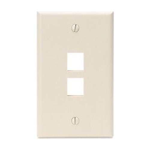 Leviton 41080-2TP Single-Gang QuickPort Wallplate, 2-Port, Light Almond