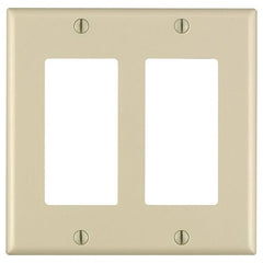 Leviton 80409-I Decora 2-Gang GFCI Device Wallplate Standard Size Thermoset Ivory