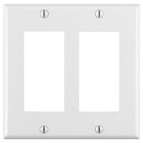 Leviton 80409-W 2-Gang Decora/GFCI Device Decora Wallplate, Standard Size, Thermoset, Device Mount, White