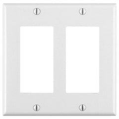 Leviton 80409-W 2-Gang Decora/GFCI Device Decora Wall Plate/Faceplate, Standard Size, Thermoset, Device Mount White