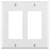 Leviton 80409-W 2-Gang Decora Wallplate, Standard Size, Thermoset, White