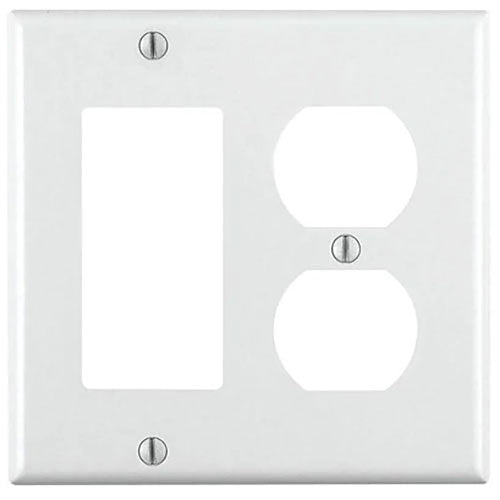 Leviton 80455-W 2-Gang Combination Wallplate Standard Size