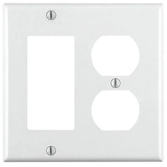 Leviton 80455-W 2-Gang Combination Duplex Receptacle / Decora/GFCI Device Wall Plate, Standard Size, Thermoset, White