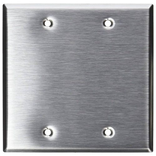 Leviton 84025 2-Gang Blank Wallplate, 430 Stainless Steel