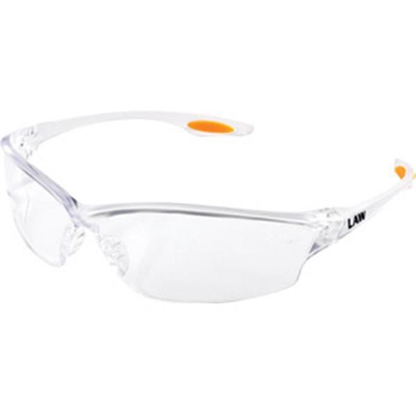 MCR Safety LW210 Law LW2 Series Safety Glasses Clear Lens TPR Nose Piece and Temple Inserts Clear Frame