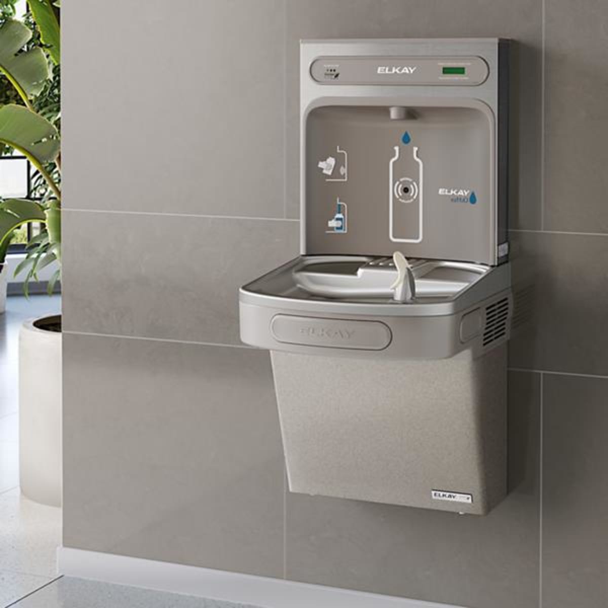 Elkay LZSG8WSLK ezH2O Bottle Filling Station & Single ADA Cooler High Efficiency Filtered Refrigerated Light Gray