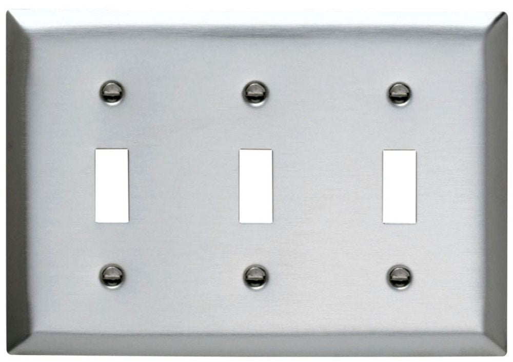 Pass & Seymour SS3 Wall Plate Standard Stainless Steel 3 Gang Toggle Switch