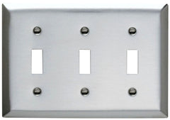 Pass & Seymour SS3 Wall Plate Standard Stainless Steel 3 Gang Toggle Switch