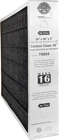 Healthy Climate 100908-10, Pleated Carbon Air Filter 26 x 20 x 5 Inch, MERV 16