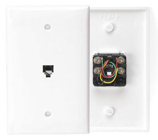 Leviton 40539-PMW Midsize Single-Gang Telephone Wall Plate with 6P4C Voice Grade Connector, White