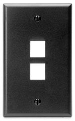 Leviton 41080-2EP Single-Gang QuickPort Wall Plate, 2-Ports, Black