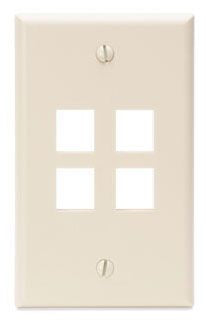 Leviton 41080-4TP Quickport 4-Socket Faceplate Standard Size Wallplate