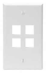 Leviton 41080-4WP Single-Gang QuickPort Wall Plate, 4-Ports, White