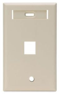 Leviton 42080-1IS Single-Gang QuickPort Wall Plate with ID Window, 1-Port, Ivory