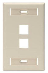 Leviton 42080-2IS QuickPort Wall Plate with ID Window, 2-Port, Ivory