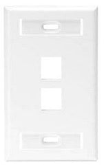 Leviton 42080-2WS Single-Gang QuickPort Wall Plate with ID Windows, 2-Ports, White