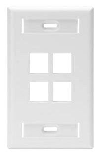 Leviton 42080-4WS 1-Gang QuickPort Wall Plate with ID Windows, 4-Port, White