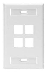 Leviton 42080-4WS 1-Gang QuickPort Wall Plate with ID Windows, 4-Port, White