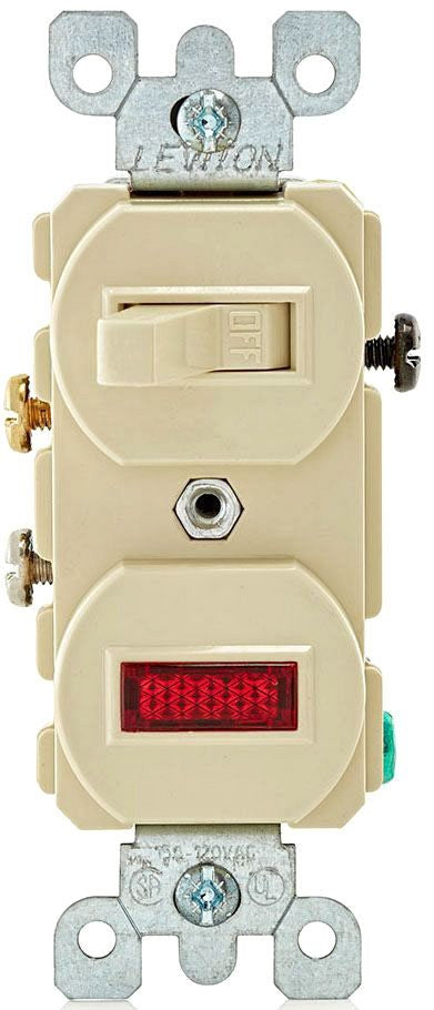 Leviton 5226-I Duplex Grounding AC Combination Switch 120/125 VAC 15 A