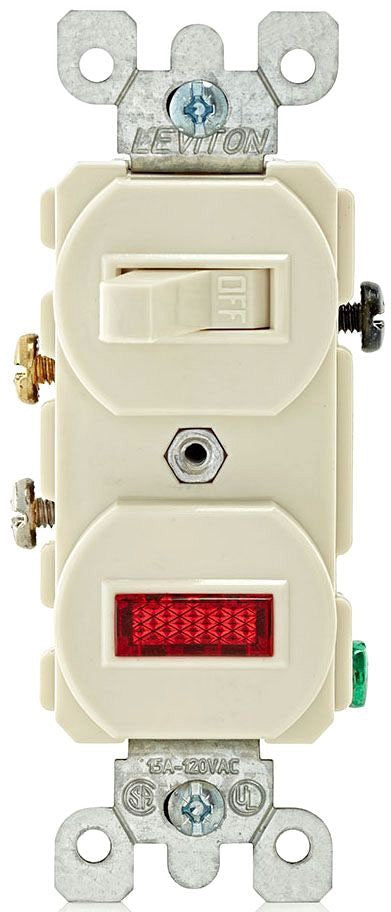 Leviton 5226-W Duplex Grounding AC Combination Switch 120/125 VAC 15 A