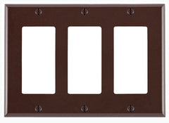 Leviton 80411 Wallplate 3 Gang Standard Size Thermoset Device Mount Brown