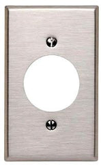 Leviton 84020-40 1-Gang Locking 1.60 Inch Dia. Device Receptacle Wallplate, Standard Size, Device Mount - Stainless Steel