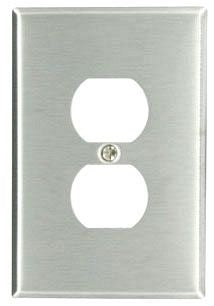 Leviton 84103 1-Gang Duplex Device Receptacle Wallplate Oversized 430 Stainless Steel