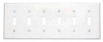 Leviton 88036 Wallplate 6 Gang Standard Size Thermoset White