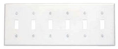 Leviton 88036 Wallplate 6 Gang Standard Size Thermoset White