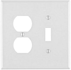 Leviton PJ18-W 2-Gang, 1-Toggle, 1-Duplex Combination Wallplate, Midway Size, White