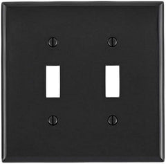 Leviton PJ2-E 2-Gang Toggle Switch Wallplate Midway Size Black