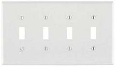 Leviton PJ4-W 4-Gang Toggle Switch Wallplate Midway Size White