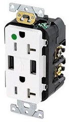 Leviton T5832-HGW Combination Duplex Receptacle and USB Charger 20A 125V NEMA 5-20R